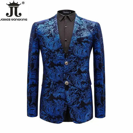 Blazer Men Silver Gold Velvet Paisley Floral Wedding Jackets - Blazer - James Wangking - Mad Fly Essentials