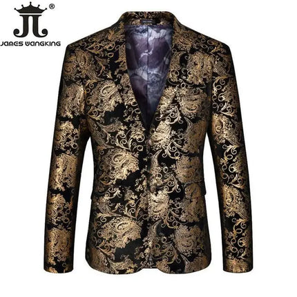 Blazer Men Silver Gold Velvet Paisley Floral Wedding Jackets - Blazer - James Wangking - Mad Fly Essentials