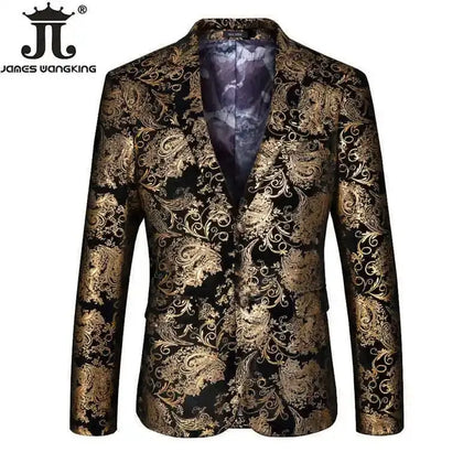 Blazer Men Silver Gold Velvet Paisley Floral Wedding Jackets - Blazer - James Wangking - Mad Fly Essentials
