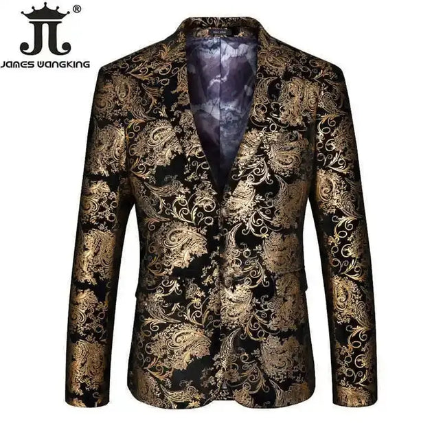 Blazer Men Silver Gold Velvet Paisley Floral Wedding Jackets - Blazer - James Wangking - Mad Fly Essentials
