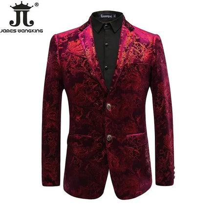 Blazer Men Silver Gold Velvet Paisley Floral Wedding Jackets - Blazer - James Wangking - Mad Fly Essentials