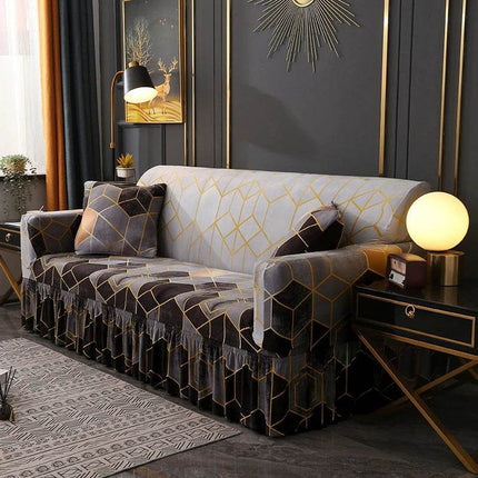 Blue Geometric Sofa Elastic 1-4 Slipcover - Mad Fly Essentials