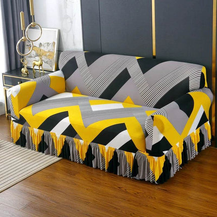 Blue Geometric Sofa Elastic 1-4 Slipcover - Mad Fly Essentials