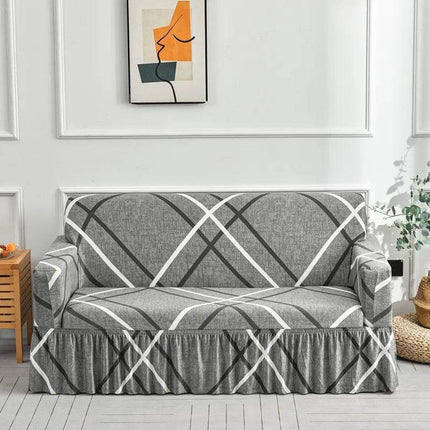 Blue Geometric Sofa Elastic 1-4 Slipcover - Mad Fly Essentials