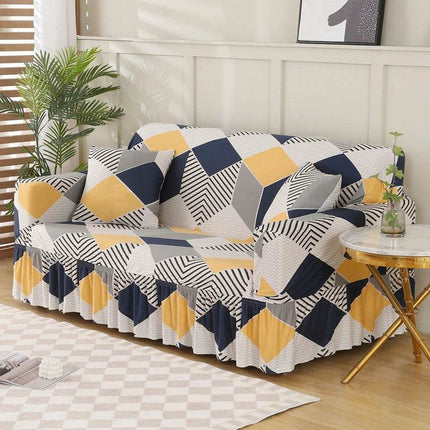 Blue Geometric Sofa Elastic 1-4 Slipcover - Mad Fly Essentials