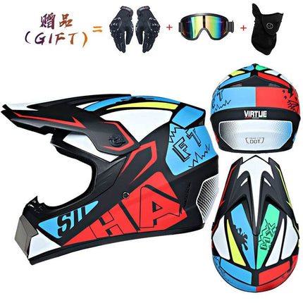 Blue Yellow Hazard 3D Full Face Motorcycle Helmet - Mad Fly Essentials