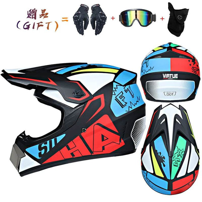 Blue Yellow Hazard 3D Full Face Motorcycle Helmet - Mad Fly Essentials