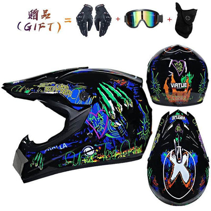 Blue Yellow Hazard 3D Full Face Motorcycle Helmet - Motorcycle Helmet - ORZ Helmets - Mad Fly Essentials