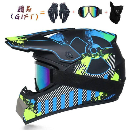 Blue Yellow Hazard 3D Full Face Motorcycle Helmet - Motorcycle Helmet - ORZ Helmets - Mad Fly Essentials