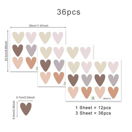 Bohemian Kids Room Heart 36pc Set 3D Wall Sticker - 3D Wall Sticker - ZOOYOO - Mad Fly Essentials
