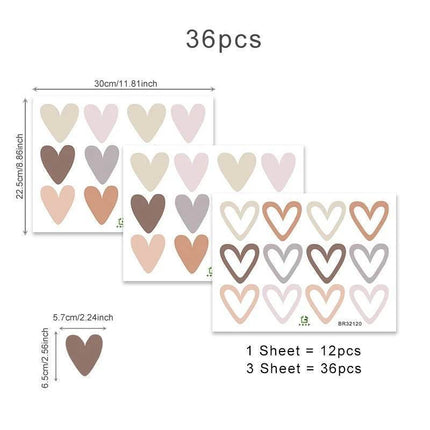 Bohemian Kids Room Heart 36pc Set 3D Wall Sticker - 3D Wall Sticker - ZOOYOO - Mad Fly Essentials