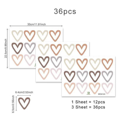 Bohemian Kids Room Heart 36pc Set 3D Wall Sticker - 3D Wall Sticker - ZOOYOO - Mad Fly Essentials