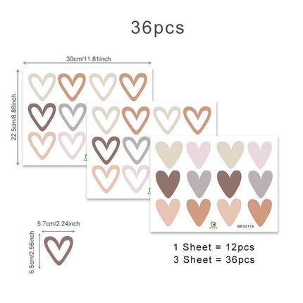 Bohemian Kids Room Heart 36pc Set 3D Wall Sticker - 3D Wall Sticker - ZOOYOO - Mad Fly Essentials