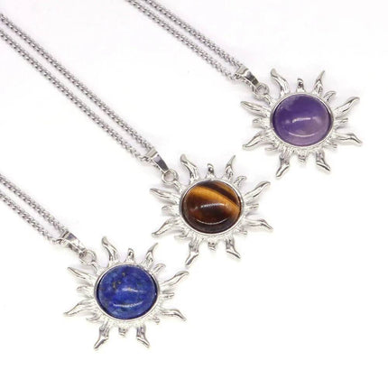 Bohemian Sun Flower Amethyst Pendant Women Accessories - Women Accessories - CSJA Jewelry - Mad Fly Essentials