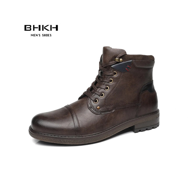 Boots Men Retro British Leather Ankle Footwear - Boots - BHKH - Mad Fly Essentials