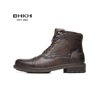 Boots Men Retro British Leather Ankle Footwear - Boots - BHKH - Mad Fly Essentials