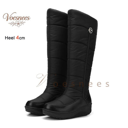 Boots Women White Black Wedge Heel Camellia Down Footwear - Boots - Akexiya - Mad Fly Essentials
