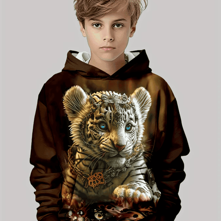 Boy 3D Tiger Gorilla Animal Long Hoodies - Hoodies - Fitness Essentials - Mad Fly Essentials