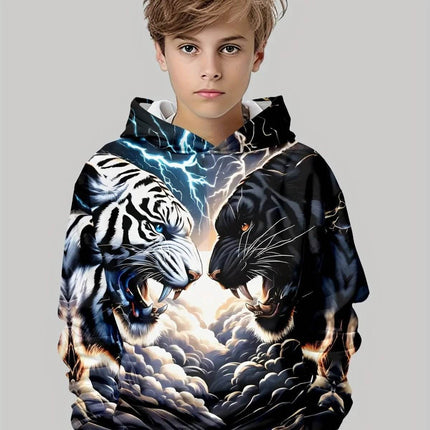 Boy 3D Tiger Gorilla Animal Long Hoodies - Hoodies - Fitness Essentials - Mad Fly Essentials