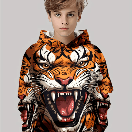 Boy 3D Tiger Gorilla Animal Long Hoodies - Hoodies - Fitness Essentials - Mad Fly Essentials