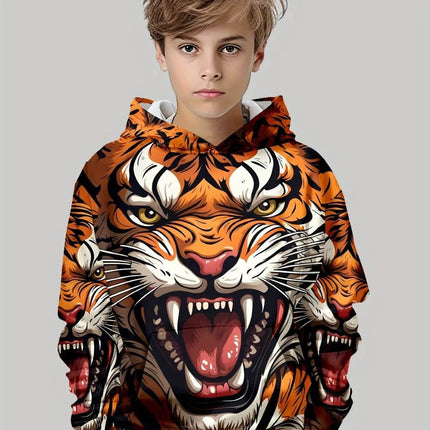 Boy 3D Tiger Gorilla Animal Long Hoodies - Hoodies - Fitness Essentials - Mad Fly Essentials