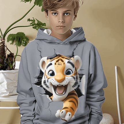 Boy 3D Tiger Gorilla Animal Long Hoodies - Hoodies - Fitness Essentials - Mad Fly Essentials