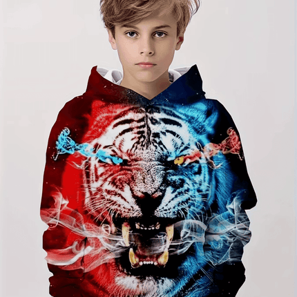 Boy 3D Tiger Gorilla Animal Long Hoodies - Hoodies - Fitness Essentials - Mad Fly Essentials