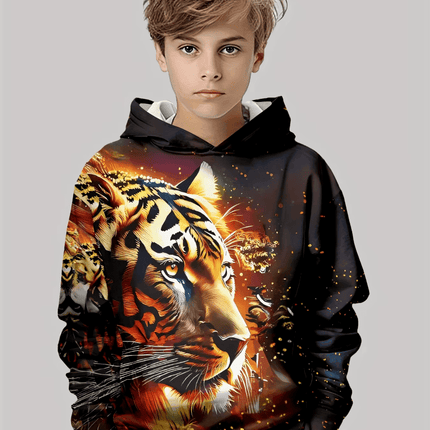 Boy 3D Tiger Gorilla Animal Long Hoodies - Hoodies - Fitness Essentials - Mad Fly Essentials