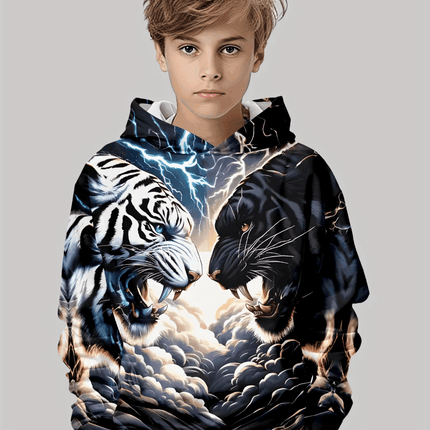 Boy 3D Tiger Gorilla Animal Long Hoodies - Hoodies - Fitness Essentials - Mad Fly Essentials