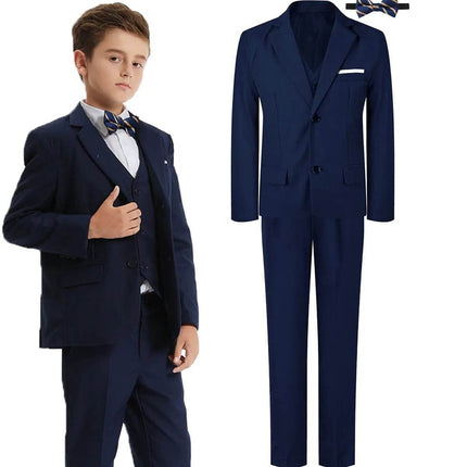 Boy 8 - 16y Blue Black Wedding 3pc Clothing Set Gentleman Outfit - Gentleman Outfit - pudcoco - Mad Fly Essentials