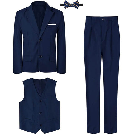 Boy 8 - 16y Blue Black Wedding 3pc Clothing Set Gentleman Outfit - Gentleman Outfit - pudcoco - Mad Fly Essentials