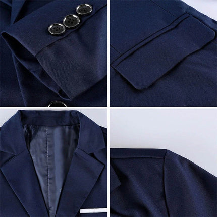 Boy 8 - 16y Blue Black Wedding 3pc Clothing Set Gentleman Outfit - Gentleman Outfit - pudcoco - Mad Fly Essentials
