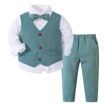 Boy Bow Tie 4pc Tuxedo Clothing Set Gentleman Outfit - Gentleman Outfit - Kabeier - Mad Fly Essentials