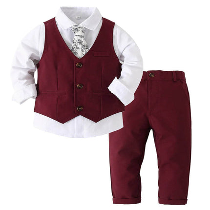 Boy Bow Tie 4pc Tuxedo Clothing Set Gentleman Outfit - Gentleman Outfit - Kabeier - Mad Fly Essentials