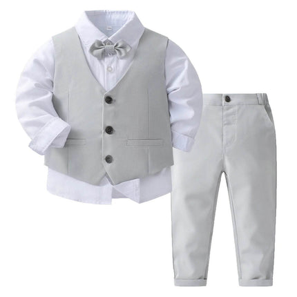 Boy Bow Tie 4pc Tuxedo Clothing Set Gentleman Outfit - Gentleman Outfit - Kabeier - Mad Fly Essentials