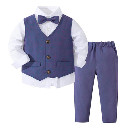 Boy Bow Tie 4pc Tuxedo Clothing Set Gentleman Outfit - Gentleman Outfit - Kabeier - Mad Fly Essentials