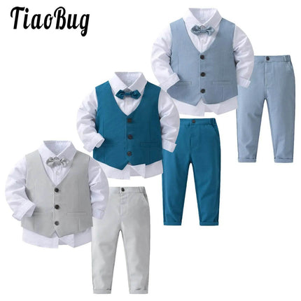 Boy Bow Tie 4pc Tuxedo Clothing Set Gentleman Outfit - Gentleman Outfit - Kabeier - Mad Fly Essentials