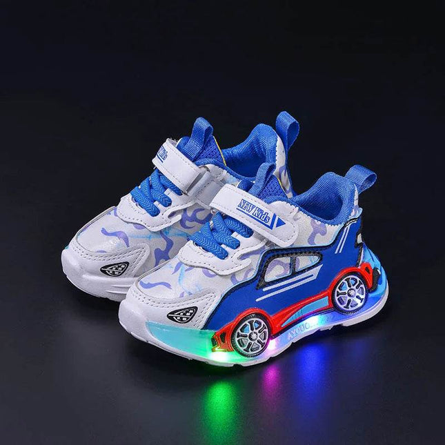 Boy Girl New Fashion Anti - Slip Cartoon Car Kids LED Shoes - Kids LED Shoes - lioraitiin - Mad Fly Essentials