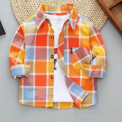 Boy Long Plaid Casual Dress Shirt - Shirt - Morgan - Mad Fly Essentials