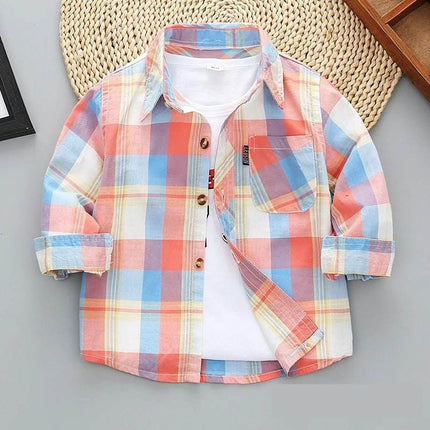 Boy Long Plaid Casual Dress Shirt - Shirt - Morgan - Mad Fly Essentials