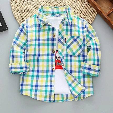 Boy Long Plaid Casual Dress Shirt - Shirt - Morgan - Mad Fly Essentials