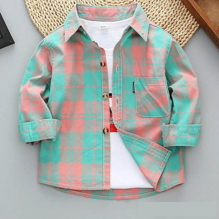 Boy Long Plaid Casual Dress Shirt - Shirt - Morgan - Mad Fly Essentials