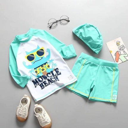 Boy Long Sleeve Dinosaur Swim Sets - Mad Fly Essentials