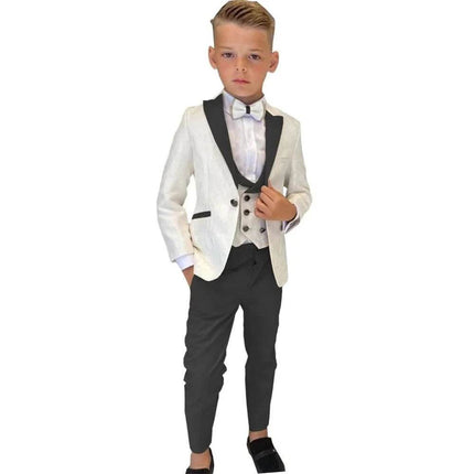 Boy White Paisley Wedding 3pc Gentleman Outfit - Gentleman Outfit - PsyMonster - Mad Fly Essentials