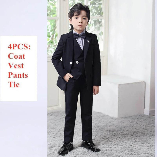Boy Plaid Wedding Suit with Bowtie Set Gentleman Outfit - Gentleman Outfit - sumioon - Mad Fly Essentials