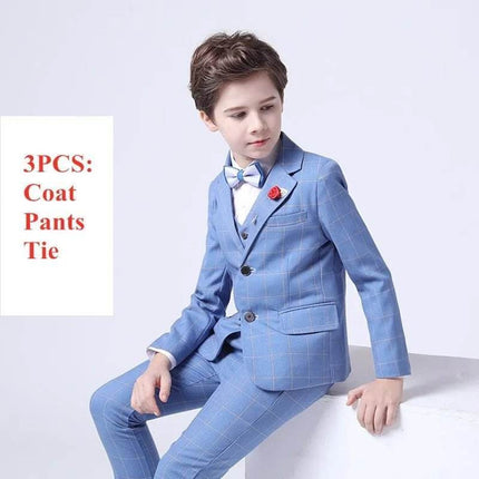 Boy Plaid Wedding Suit with Bowtie Set Gentleman Outfit - Gentleman Outfit - sumioon - Mad Fly Essentials