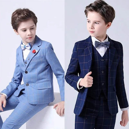 Boy Plaid Wedding Suit with Bowtie Set Gentleman Outfit - Gentleman Outfit - sumioon - Mad Fly Essentials