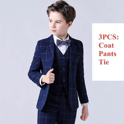 Boy Plaid Wedding Suit with Bowtie Set Gentleman Outfit - Gentleman Outfit - sumioon - Mad Fly Essentials