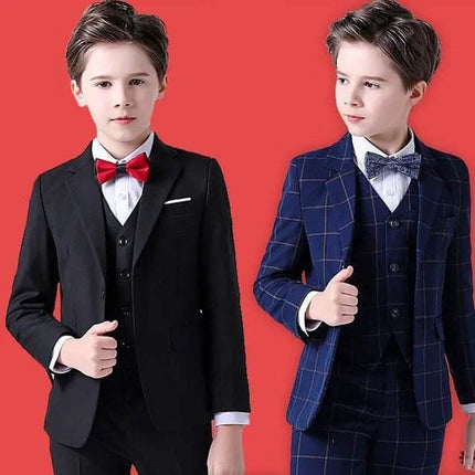 Boy Plaid Wedding Suit with Bowtie Set Gentleman Outfit - Gentleman Outfit - sumioon - Mad Fly Essentials