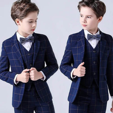 Boy Plaid Wedding Suit with Bowtie Set - Mad Fly Essentials